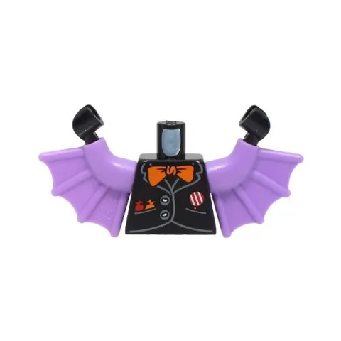 LEGO - Minifig, Torso Jacket w/ 2 Buttons, Orange Bow Tie & Lavender Arms Wings