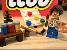 Lego Bob Ross Minifigure With Art Accessories 