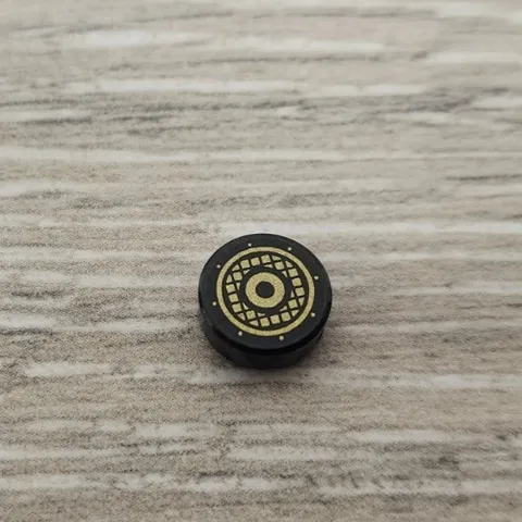 Lego 98138pb064 Tile Round 1 x 1 Gold Concentric Circles Speaker Grille Pattern
