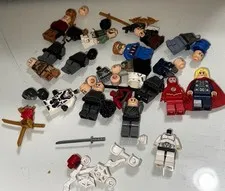 Lot of Lego Minifigures Parts Pieces Weapons Accessories Marvel Ninjago DC