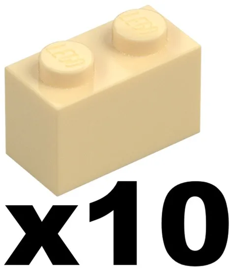 Lego New Part 3004 - Qty 10 - BRICK Tan 1 x 2 Stud Pieces TN4
