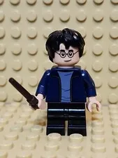 LEGO Harry Potter Minifigure hp288 Dark Blue Open Jacket w/ Wand from 76388