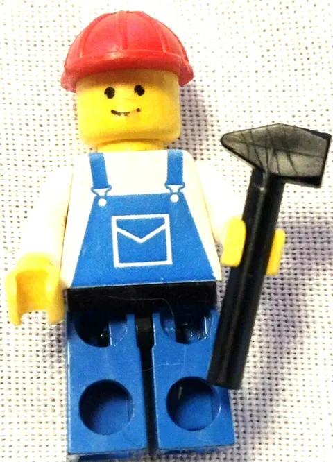 Lego Minifigures Construction worker w/ hard hat overalls and hammer