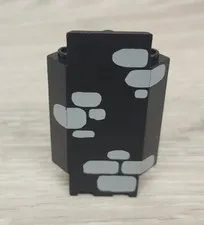 Lego 2345pb06 Black Panel 3 x 3 x 6 Corner Wall with Scattered Stones Light Gray