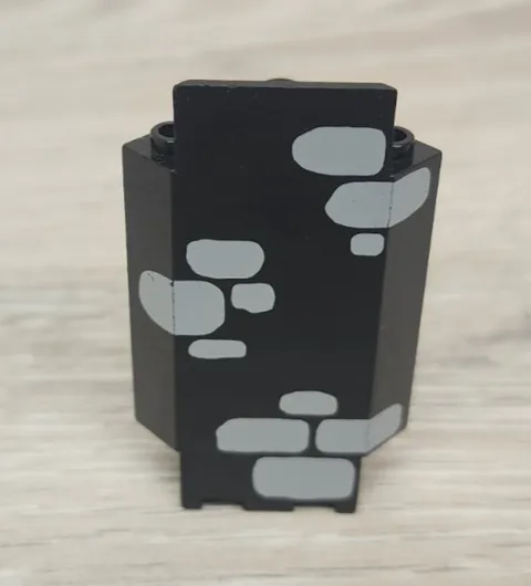 Lego 2345pb06 Black Panel 3 x 3 x 6 Corner Wall with Scattered Stones Light Gray