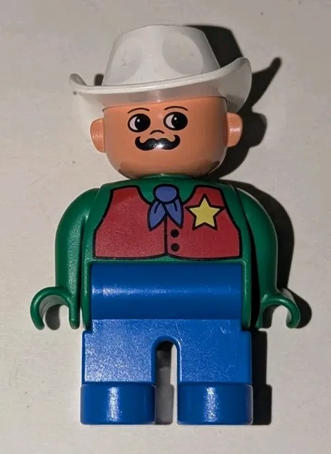 LEGO Duplo Cowboy Sheriff Western Wild West Minifigure Police Cop Figure Minifig