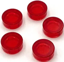 Lego 5 New Trans-Red Tansparent Tiles Flat Smooth Round 1 x 1 Parts