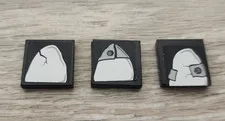 Lego 3068pb0453 3068pb0452 3068pb0451 Black 2x2 Tile Tooth Pattern Lot Of 3