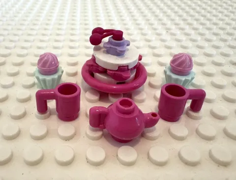 LEGO Tea Party Pink Picnic Lot- Cupcake Minifigure accessory Food utensils