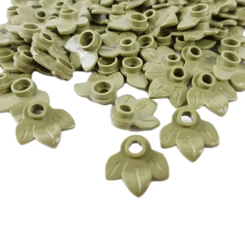 100 Pieces Lot LEGO® Plant Leaf Plates 32607 1x1 With Three Leaves OLIVE GREEN