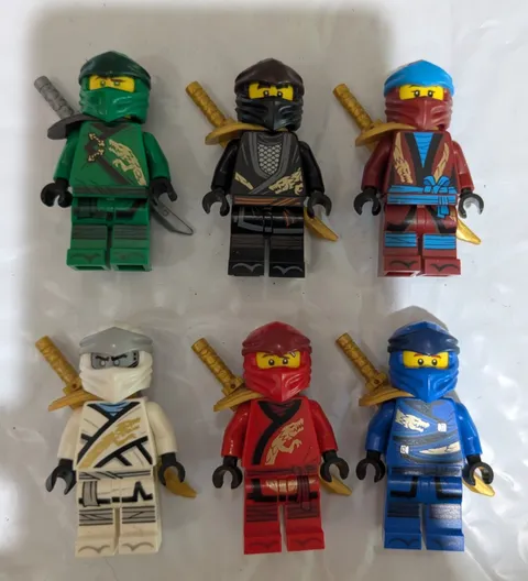 Lego Lot of 6 Ninjago LEGACY Minifigures LLOYD, Cole, NYA, Zane, KAI, Jay