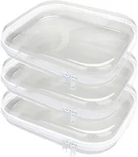 3PCS Clear Hard Plastic Zipper Case, Double Zippers Hard Pouch, Portable Travel