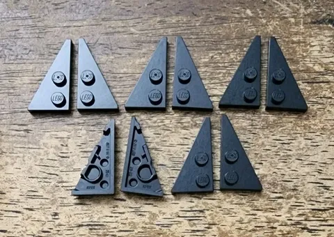 LEGO Black Wedge, Plate 4 x 2 Left And Right, Pointed. QTY 10. Parts 65426 65429