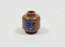 LEGO Medium Brown Dual Sided Printed Head Minifig Blue Around Eye Minifig S4