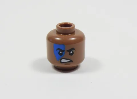 LEGO Medium Brown Dual Sided Printed Head Minifig Blue Around Eye Minifig S4