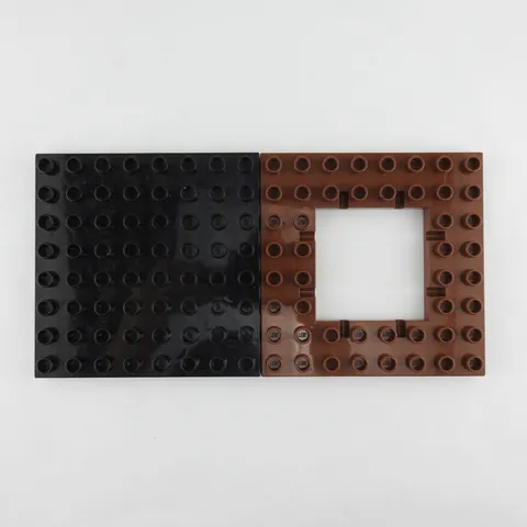2 Lego Duplo Pieces Black Baseplate Thick 8x8 Trap Door Brown