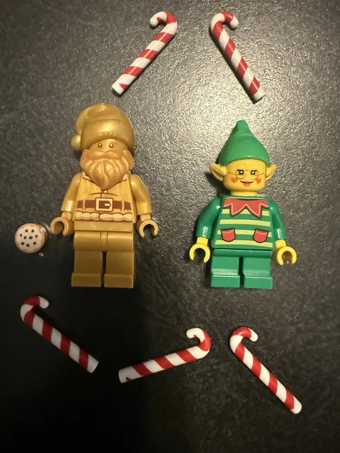 Lego Gold Santa Christmas Elf Minifigures Candy Cane Cookie