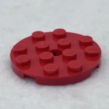 LEGO 60474 Red Plate, Round 4 x 4 with Hole (x1)