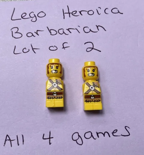 Retired Lego Heroica Barbarian Microfigure Lot Of 2 Yellow Missing Tooth