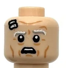 Lego New Light Nougat Minifigure Head Dual Sided Light Bluish Gray White Eyebrow