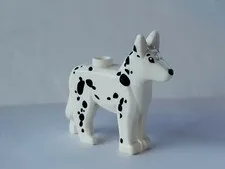 LEGO Alsatian German Shepherd Dalmatian Spots Dog White w/ Black Eyes Nose Fire