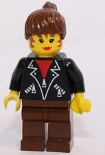LEGO Soccer Fan Leather Jacket w/Zippers Brown Ponytail Minifigure 3403  soc006