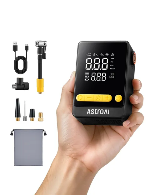 Astroai L10 Mini Bike Pump150Psi Air Pump For Car Tires Tire Pressure Gaugetire