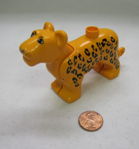 Vtg Lego Duplo Leopard Jaguar Cheetah Adult Cat Head Moves for Animal Zoo Safari