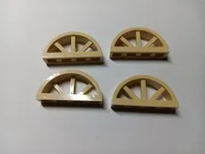 LEGO BULK LOT 4 TAN WINDOW SPOKED ROUNDED TOP 1 X 4 X 1 2/3 #20309