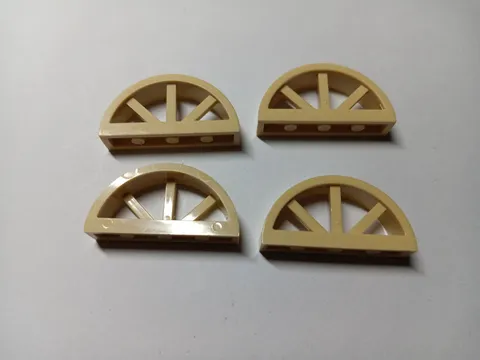 LEGO BULK LOT 4 TAN WINDOW SPOKED ROUNDED TOP 1 X 4 X 1 2/3 #20309