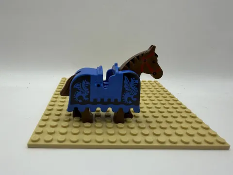 LEGO Brown Horse w/ Damaged Black and Blue Lion Barding 2490px2