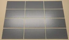 X12 New LEGO Gray Baseplates Base Plate Brick Building 5x10 inches MILS GRAY