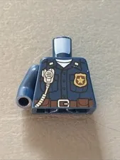 Lego Torso Police Uniform With Gold Badge Silver Radio Print Some Damage