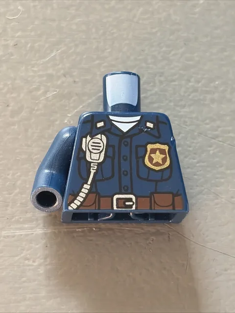 Lego Torso Police Uniform With Gold Badge Silver Radio Print Some Damage
