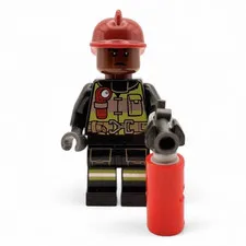LEGO Firefighter - Dark Red Fire Helmet, Reddish Brown Head  No: sh0579