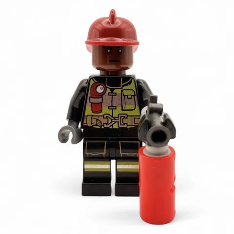 LEGO Firefighter - Dark Red Fire Helmet, Reddish Brown Head  No: sh0579