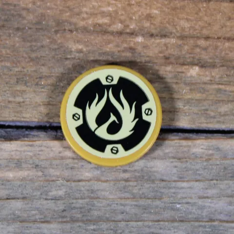 LEGO Ninjago Gold Tile Round 2x2 Gold Phoenix on Black Background 14769pb281