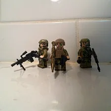 Military-Style Soldier Minifigure Lot of 3 w/ Weapons & Accessories