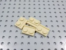LEGO Lot of 4 Tan 1x2 Plates w/ Door Rail BD