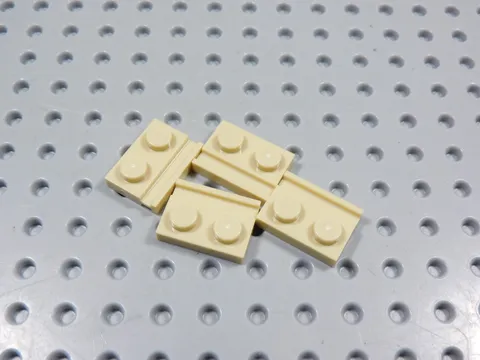 LEGO Lot of 4 Tan 1x2 Plates w/ Door Rail BD