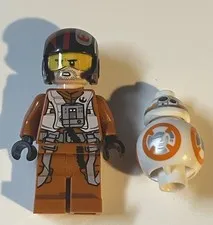 LEGO Star Wars Poe Dameron Minifigure Pilot Jumpsuit And BB8 (From Set # 75102)