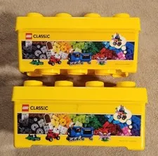 2x Lego Classic Yellow Storage Bins / Empty Tote (14" x 7" x 7") Kit 10696