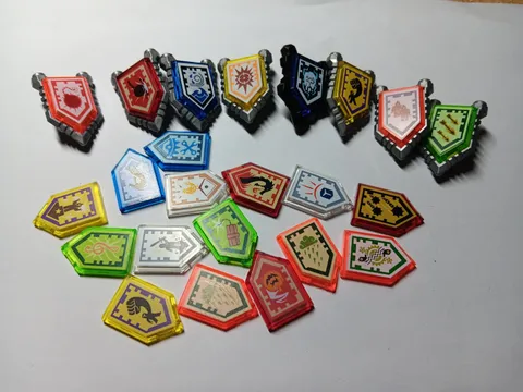 LEGO BULK LOT 23 TRANS NEXO KNIGHT POWER SHIELD TILE 2X3 PENTAGONAL W HOLDERS