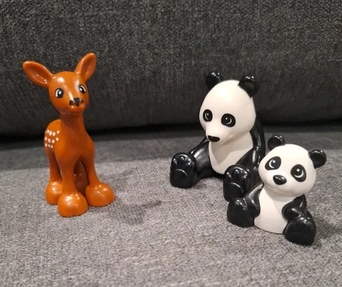 DUPLO s/3 Wildlife Zoo animals B&W MOM and BABY PANDA and TAN DEER/FAWN