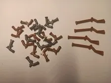 LEGO LOT 24 PIRATES/IMPERIAL FLINTLOCK PISTOLS & MUSKETS WEAPON BROWN GRAY