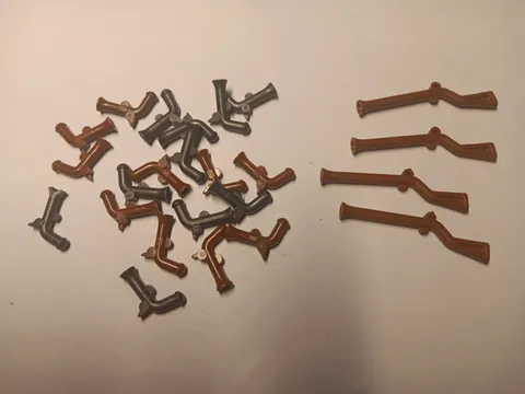 LEGO LOT 24 PIRATES/IMPERIAL FLINTLOCK PISTOLS & MUSKETS WEAPON BROWN GRAY