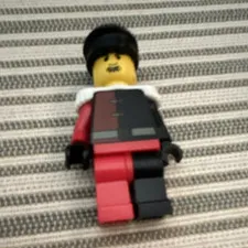 LEGO Minifigure Red & Black Outfit with Black Hat, Plastic
