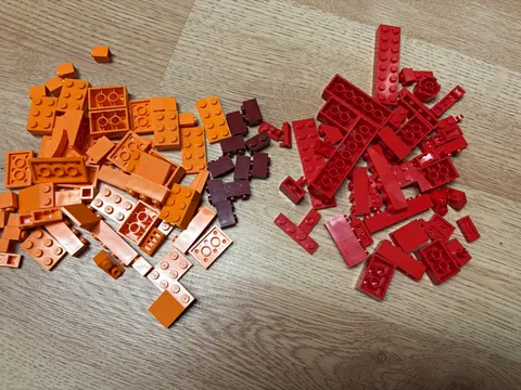 LEGO Orange, Red & Dark Red Plastic Bricks and Plates Assorted Parts Lot