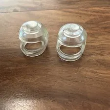 2 LEGO SPACE - Minifig, Headgear Helmet Standard - Trans-Clear