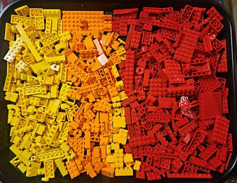 500 Pc Lego Red, Yellow, & Oranges Bulk Lot~Bricks, Plates, & Specialty